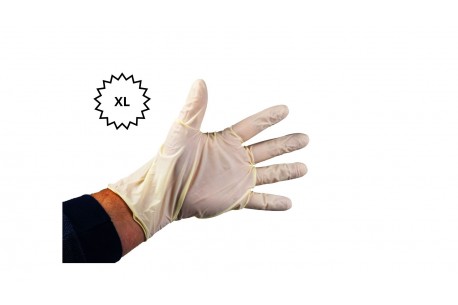 Gants d'examen latex - Sans poudre - XL - Boite de 100